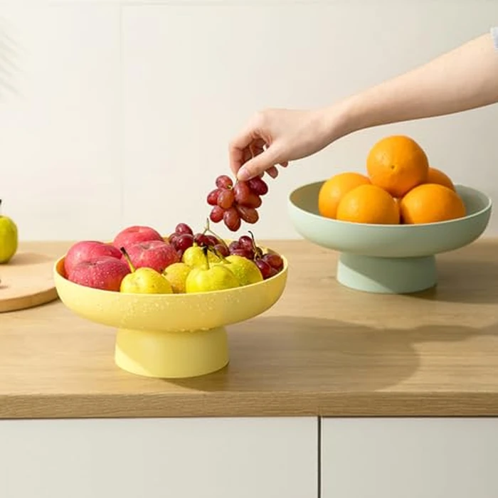 Luxshiny High Base Fruit Draining Bowl Portable Fruit Basket Decorative Holder Multi-Function Snack and Dessert Stand for Home Parties Events 10.23X10.23X4.13In by Luxshiny - Image 4