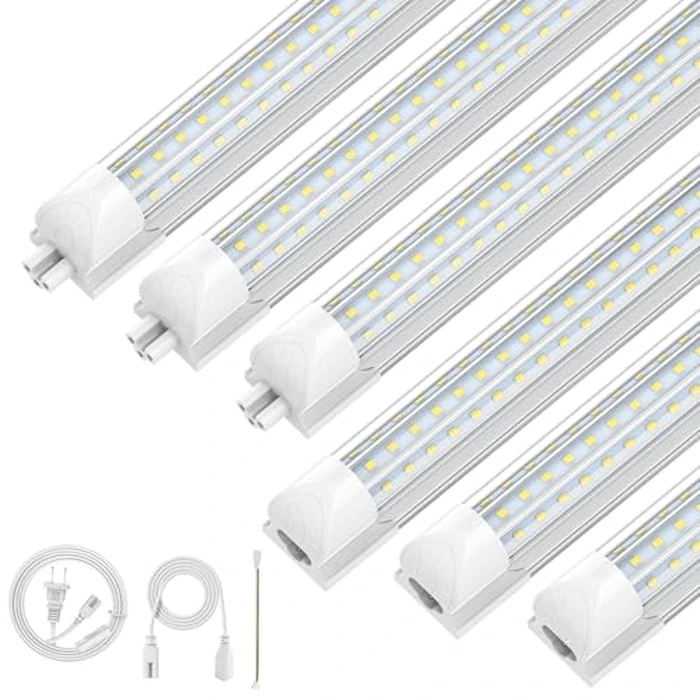 CNSUNWAY Led Shop Lights, 4FT LED Light 50W 7500LM 6500K Daylight White, D Shape Garage Light, Linkable Clear Cover T8 Integrated for Garage Workshop Workbench, ETL Listed(6-Pack) by CNSUNWAY LIGHTING - Image 1