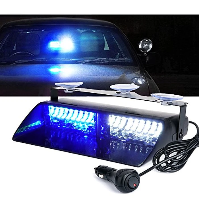 Xprite White and Blue 16 LED High Intensity LED Law Enforcement Emergency Hazard Warning Strobe Lights for Interior Roof/Dash/Windshield with Suction Cups by Xprite - Used - Very Good condition - CA$14.58