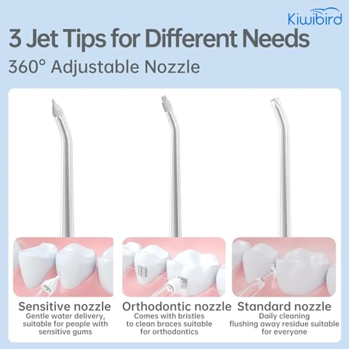 KIWIBIRD Mini Water Flosser for Travel, Ultra-Portable Cordless Oral Irrigator with UVC Light, IPX8 Waterproof 3 Modes, 230mL Teeth Cleaner for Tonsil Stones & Braces Care - Home & Travel (Green) by KIWIBIRD - Image 8