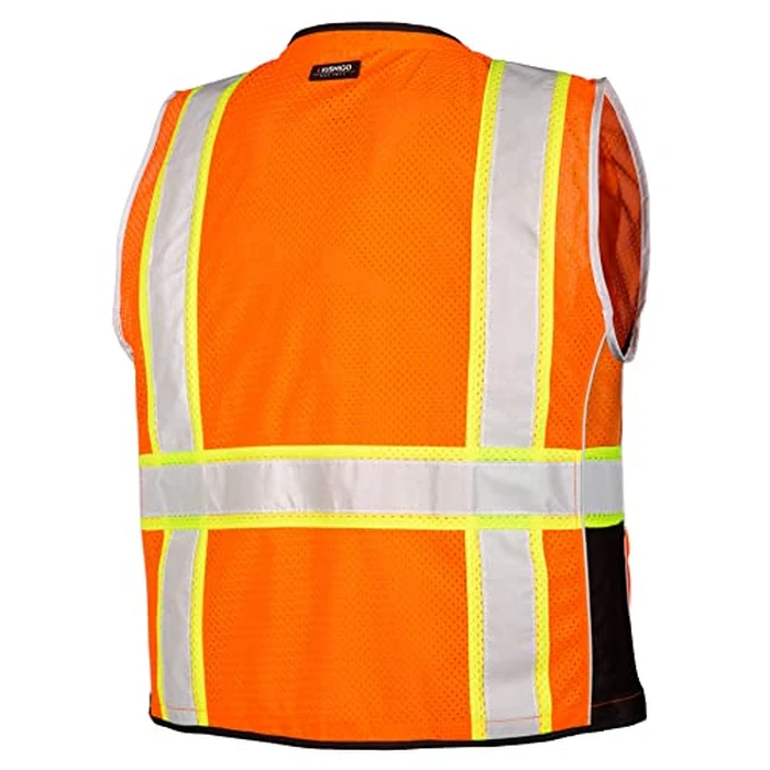 Kishigo Premium Black Series Heavy Duty Reflective Safety Vest 1514, ANSI Type R/Class 2 Compliant, 6 Pockets - Pencil and Radio Pockets, Reflective Silver Lining and Black Trim (Orange, M) by Kishigo - Image 2