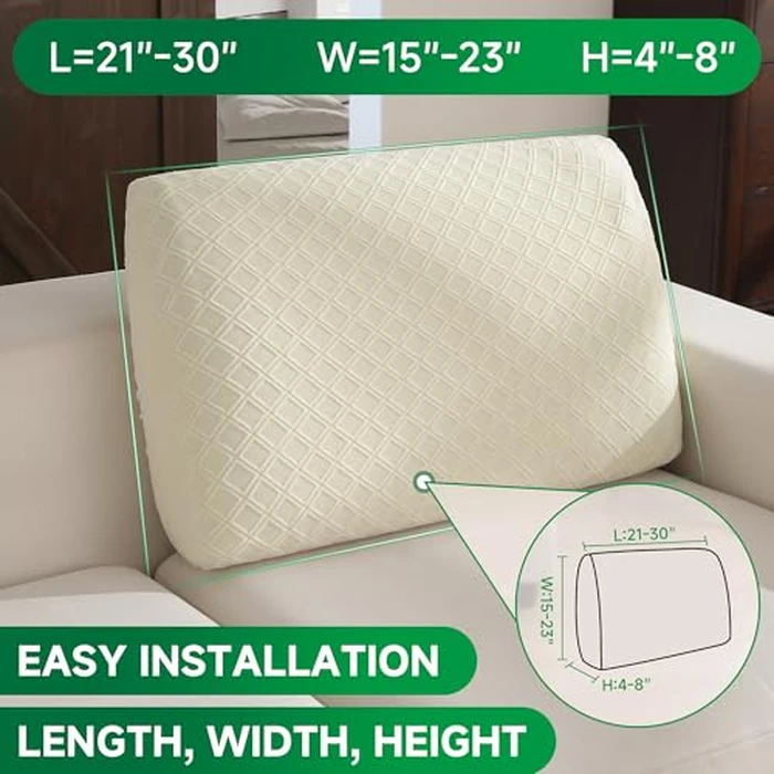 OHSIO Couch Cover, Stretch Sofa Cover, Soft Seat Cushion Covers Washable, Sectional L Shape Sofa Slipcover, Wear Stain Resistant Pet Friendly Furniture Protector for Home(1 Back Cover, Ivory) by OHSIO - Image 2