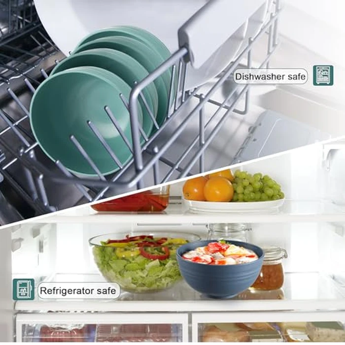 HEYCOME 12 Pcs Unbreakable Cereal Bowls Set, 26 Oz Wheat Straw Bowls Set, Microwave & Dishwasher Safe Rice Bowls for Kitchen, Reusable Plastic Bowls for Soup, Salad and Snack, BPA Free, Multicolor by HEYCOME - Image 6