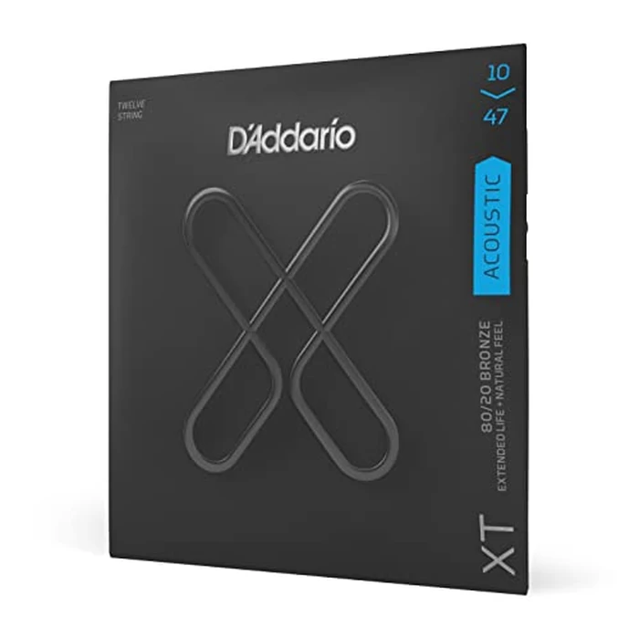 D'Addario Guitar Strings - XT 80/20 Bronze Coated Acoustic Guitar Strings - XTABR1047-12 - Extended String Life with Natural Tone & Feel - For 12 String Guitars - 10-47 Light 12-String by D'Addario - Used - Very Good condition