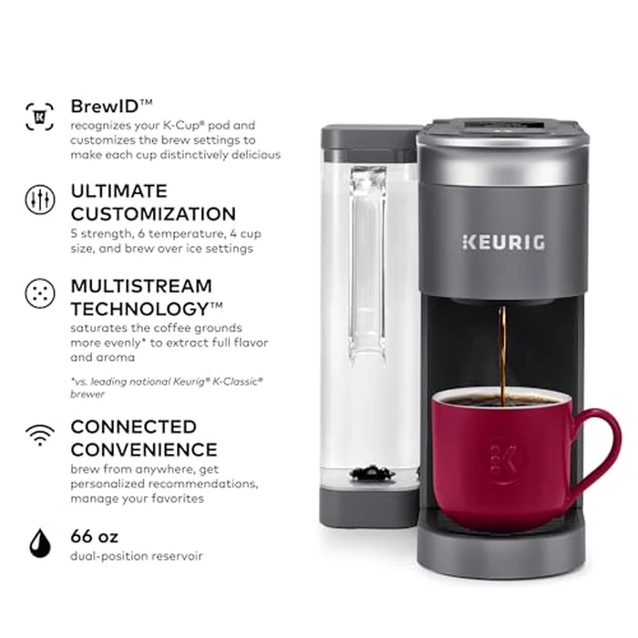 Keurig K-Supreme SMART Single Serve Coffee Maker With Wifi Compatibility, 4 Brew Sizes, And 66oz Removable Reservoir, Compatible with Alexa, Gray by Keurig - Image 2