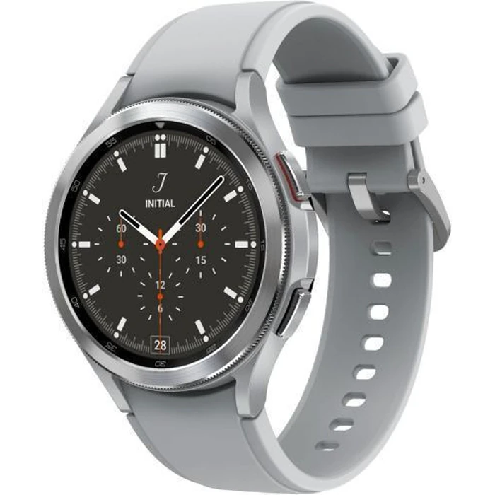 Samsung Galaxy Watch4 (Bluetooth) - 16GB - 42mm - Silver Classic (Stainless Steel) Case with Silver Fluoroelastomer Ridge Sports Band by Samsung - Image 2