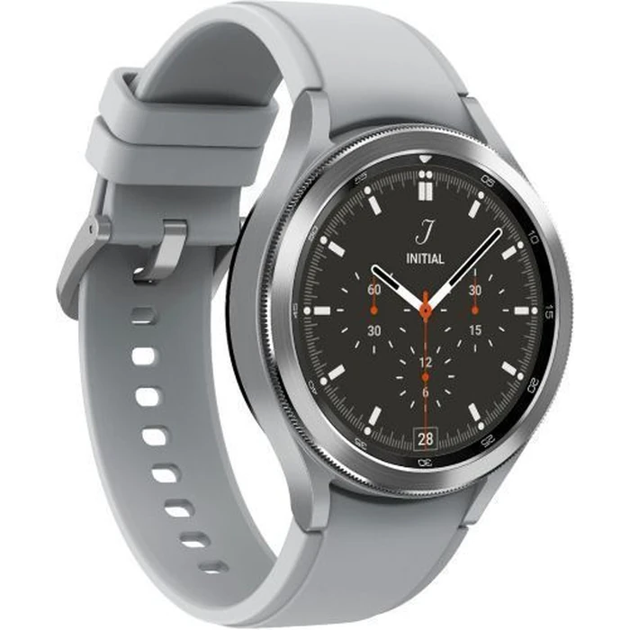 Samsung Galaxy Watch4 (Bluetooth) - 16GB - 42mm - Silver Classic (Stainless Steel) Case with Silver Fluoroelastomer Ridge Sports Band by Samsung - Image 3