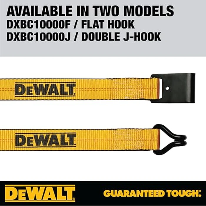 DEWALT DXBC10000J-6PK Black/Yellow 2" x 27' Ratchet Tie Down Straps with Double J-Hooks - Heavy-Duty Cargo Hauling (10,000 lb Break Strength), 6 Pack by DEWALT - Image 8