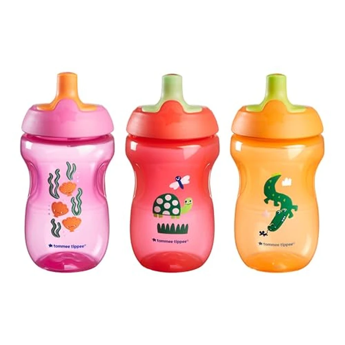 Tommee Tippee Sportee Bottle, Sippy Cup for Toddlers, 12 Months+, 10oz, Spill-Proof, Bite Resistant Spout, Easy to Hold Design, Pack of 3 by Tommee Tippee - Image 1