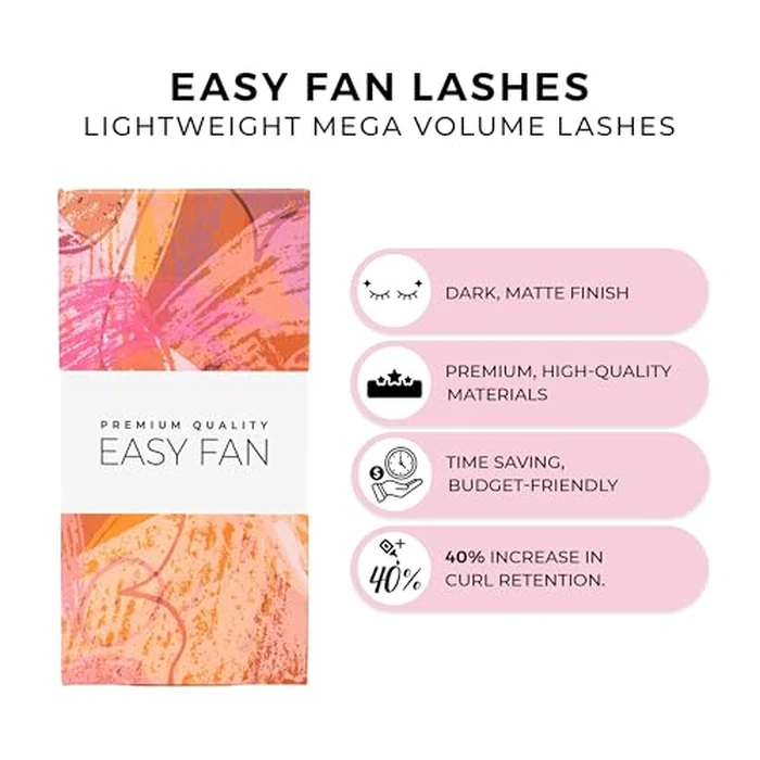 LLBA Easy Fan Eyelash Extensions | 0.03~0.07mm Thickness | C CC D Curl | 9mm-16mm Mixed & Single Length | Super Matte Black Volume Self Fanning Lash Extensions, Professional Supplies for Lash Techs by LLBA - Image 2