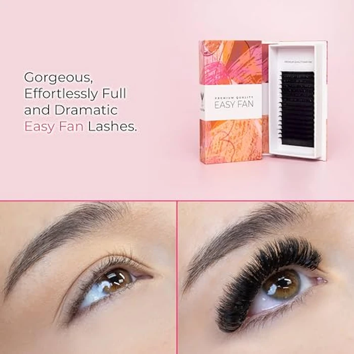 LLBA Easy Fan Eyelash Extensions | 0.03~0.07mm Thickness | C CC D Curl | 9mm-16mm Mixed & Single Length | Super Matte Black Volume Self Fanning Lash Extensions, Professional Supplies for Lash Techs by LLBA - Image 7