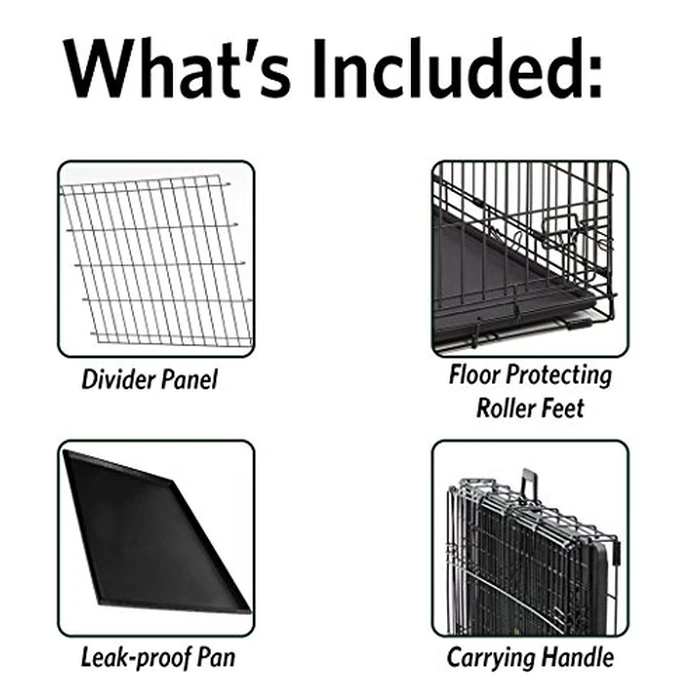 MidWest Homes for Pets Ovation Single Door Medium Folding Metal 76.2cm Long Dog Crate with Divider Panel, Floor Protecting Feet, Leak-Proof Pan, Medium Dog Breed, Black, Model 1930 by MidWest Homes for Pets - Image 4