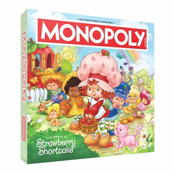 Monopoly: Strawberry Shortcake Board Game, Buy, Sell & Trade Locations Like Big Apple City, Citrus Acres & More, Includes 6 Collectible Tokens Like Blueberry Muffin's Basket & More, Official Merch by USAOPOLY - Image 1