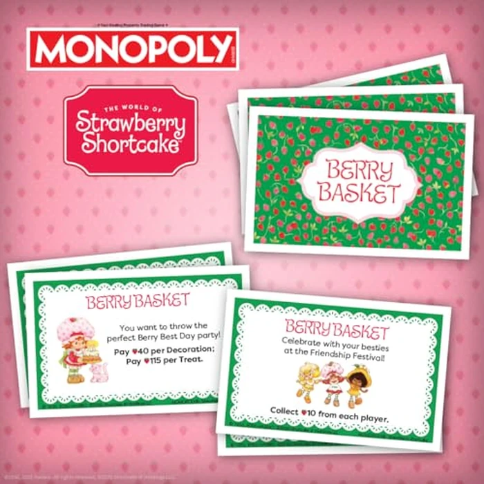 Monopoly: Strawberry Shortcake Board Game, Buy, Sell & Trade Locations Like Big Apple City, Citrus Acres & More, Includes 6 Collectible Tokens Like Blueberry Muffin's Basket & More, Official Merch by USAOPOLY - Image 4