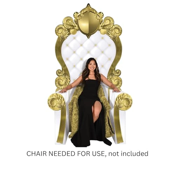 Beistle 3-D White and Gold Throne Stand-Up Prop, Large Cardboard Chair Party Cutout Decoration for Proms, School Dances, Birthdays, Quinceañeras and Milestone Celebrations, 7’ 1.75” x 3’ 9.25” by Beistle - Image 2