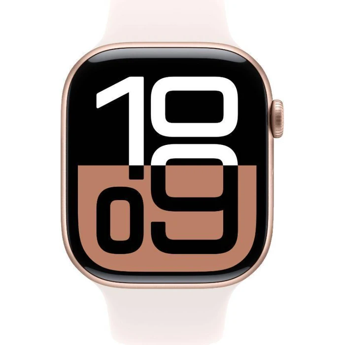 Apple Watch Series 10 (Cellular + GPS) - 64GB - 42mm - Rose Gold Aluminum Case with Light Blush Rubber Sport Band - S/M Size by Apple - Refurbished - Acceptable condition