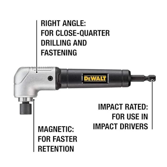 DEWALT Impact Ready 1.5 in Right Angle Drill Attachment, Magnetic Compact Ergonomic 90 Degree Drill Adapter (DWARA120) by DEWALT - Image 6