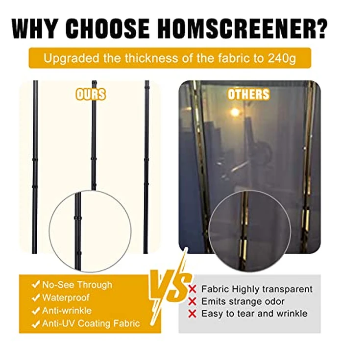 Room Divider 6FT Portable Room Dividers and Folding Privacy Screens, 132'' W Fabric Divider for Room Separation, 6 Panel Partition Room Dividers Freestanding Wall Divider Screen for Dorm Studio Office by HOMSCREENER - Image 2