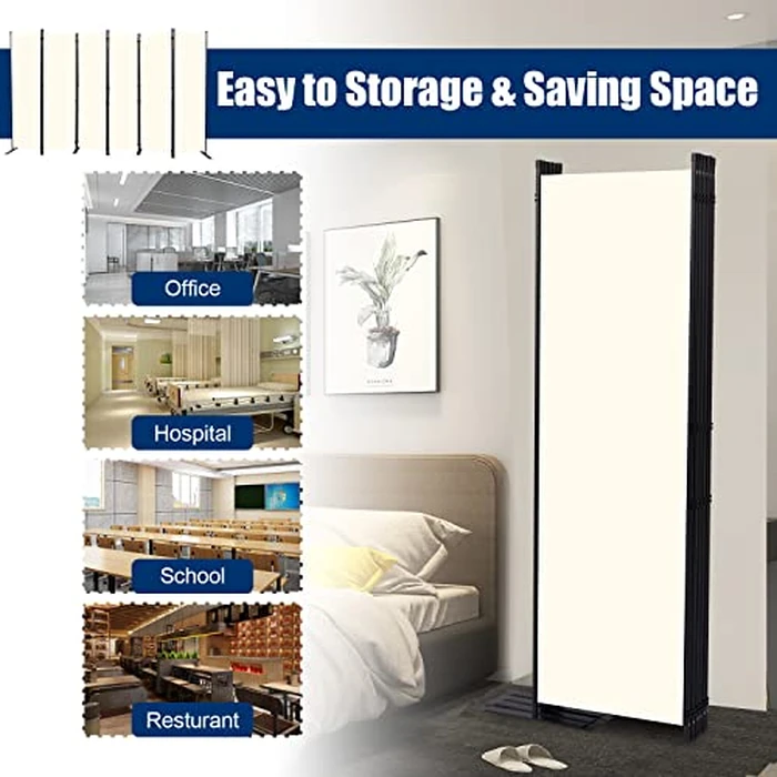 Room Divider 6FT Portable Room Dividers and Folding Privacy Screens, 132'' W Fabric Divider for Room Separation, 6 Panel Partition Room Dividers Freestanding Wall Divider Screen for Dorm Studio Office by HOMSCREENER - Image 4