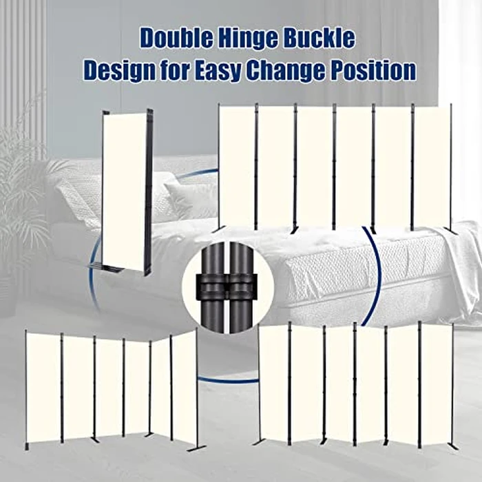 Room Divider 6FT Portable Room Dividers and Folding Privacy Screens, 132'' W Fabric Divider for Room Separation, 6 Panel Partition Room Dividers Freestanding Wall Divider Screen for Dorm Studio Office by HOMSCREENER - Image 5