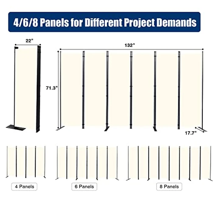 Room Divider 6FT Portable Room Dividers and Folding Privacy Screens, 132'' W Fabric Divider for Room Separation, 6 Panel Partition Room Dividers Freestanding Wall Divider Screen for Dorm Studio Office by HOMSCREENER - Image 6