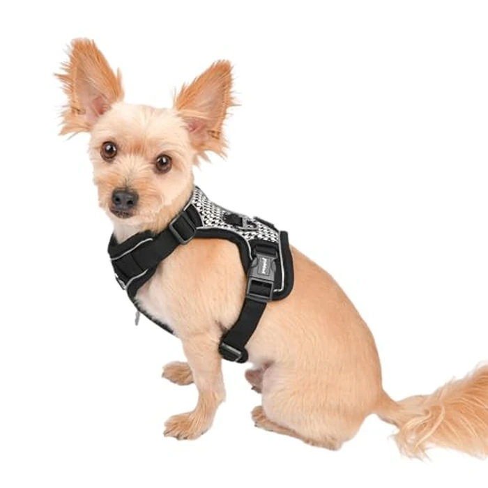 Puppia Conall Dog Harness H Houndstooth Pattern Sturdy Adjustable Neck and Chest Reflective for Small and Medium Dogs, Black, Large by Puppia - Image 5