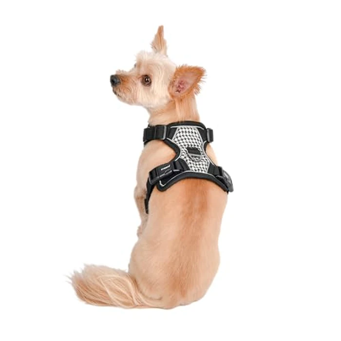 Puppia Conall Dog Harness H Houndstooth Pattern Sturdy Adjustable Neck and Chest Reflective for Small and Medium Dogs, Black, Large by Puppia - Image 6
