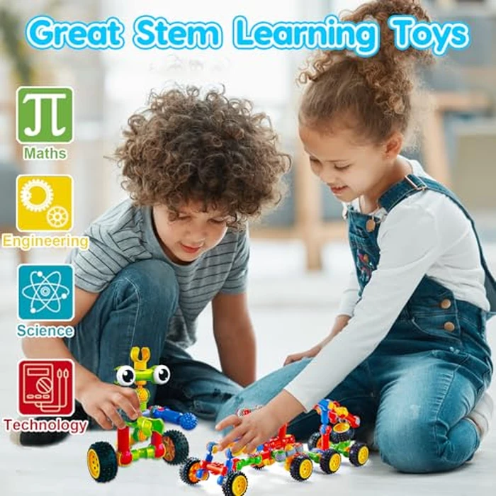 Kids STEM Building Toys for 3 4 5 6 7 8+ Year Old Boy Girl Birthday Gift, 125 Pcs Preschool Classroom Educational Building Blocks Stem Kits Activities Ages 3-5 4-8 5-7 6-8 Engineering Creative Games by Qirptey - Image 3