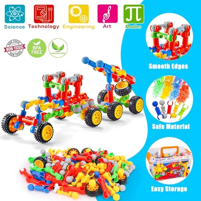 Kids STEM Building Toys for 3 4 5 6 7 8+ Year Old Boy Girl Birthday Gift, 125 Pcs Preschool Classroom Educational Building Blocks Stem Kits Activities Ages 3-5 4-8 5-7 6-8 Engineering Creative Games by Qirptey - Image 6