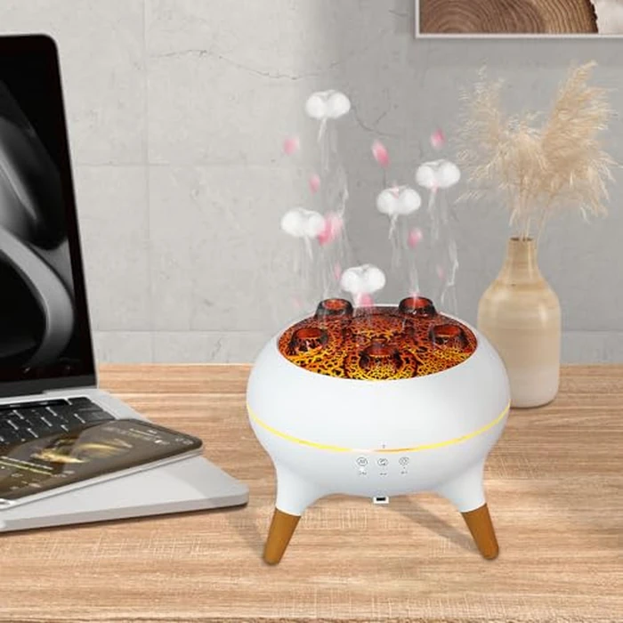 Essential Oil Diffuser 250ML, Jellyfish Diffuser for Essential Oils Volcano Diffuser Aroma Diffusers Air Humidifiers Dynamic Sound Pickup Ultrasonic Aromatherapy 7-Color Lights for Home Bedroom Office by GLMFAN - Used - Like New condition - CA$32.69