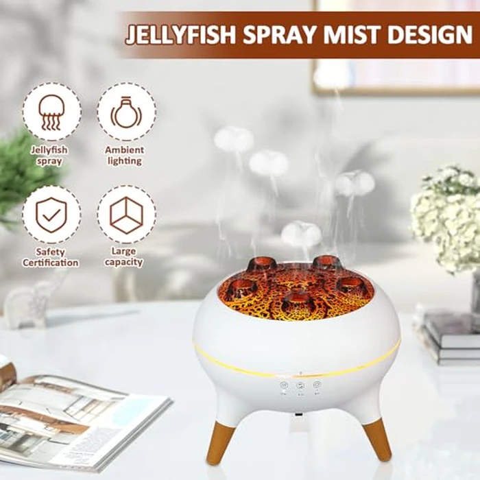 Essential Oil Diffuser 250ML, Jellyfish Diffuser for Essential Oils Volcano Diffuser Aroma Diffusers Air Humidifiers Dynamic Sound Pickup Ultrasonic Aromatherapy 7-Color Lights for Home Bedroom Office by GLMFAN - Image 2