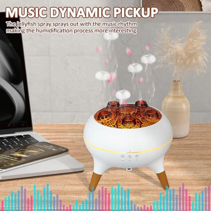 Essential Oil Diffuser 250ML, Jellyfish Diffuser for Essential Oils Volcano Diffuser Aroma Diffusers Air Humidifiers Dynamic Sound Pickup Ultrasonic Aromatherapy 7-Color Lights for Home Bedroom Office by GLMFAN - Image 3