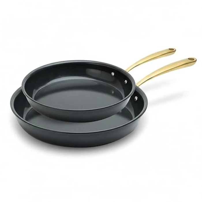 Lagostina Eleganza 2-Piece Ceramic Non-Stick Skillet Set, PFAS-Free Frying Pans (26cm & 30cm), Induction Ready, Oven Safe up to 400 degreesF by Lagostina - Used - Acceptable condition - CA$43.88