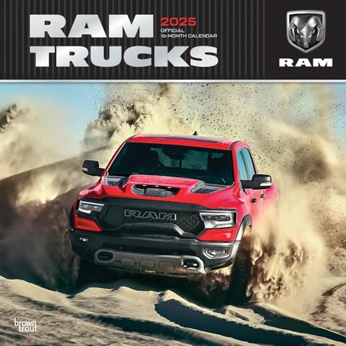 Ram Trucks OFFICIAL | 2025 12 x 24 Inch Monthly Square Wall Calendar | Foil Stamped Cover | BrownTrout | American Cars Stellantis by BrownTrout - Used - Like New condition - CA$4.52