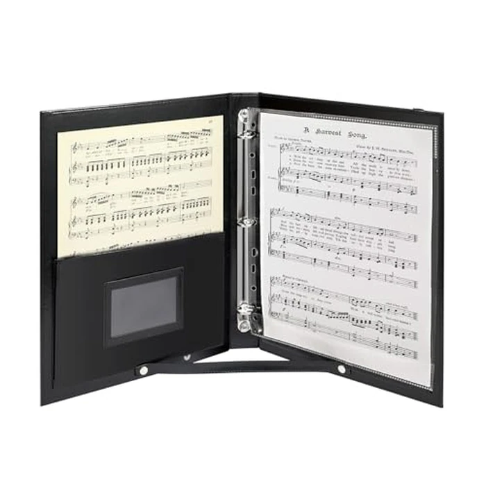 Choir Music Folder with Handle & Strap - Professional Black Choir Folder for Stage Performance, 3-Ring Binder, Portable Sheet Music Holder for Choir Singers(Black) by ZUIKAKU - Image 1