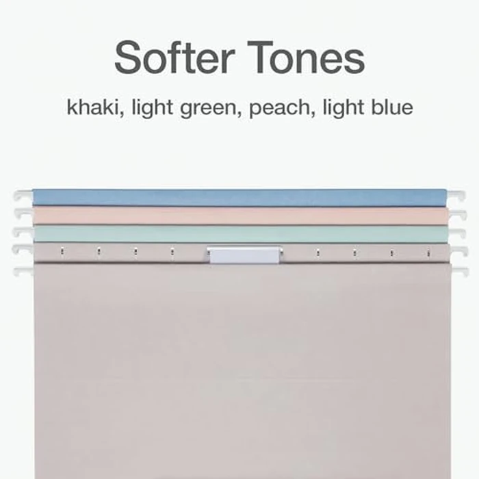 Pendaflex Hanging File Folders, Letter Size, Assorted Colors for Home, Office Filing Cabinet, 1/5-Cut Adjustable Tabs, 25 Per Box (81698) by Pendaflex - Image 3
