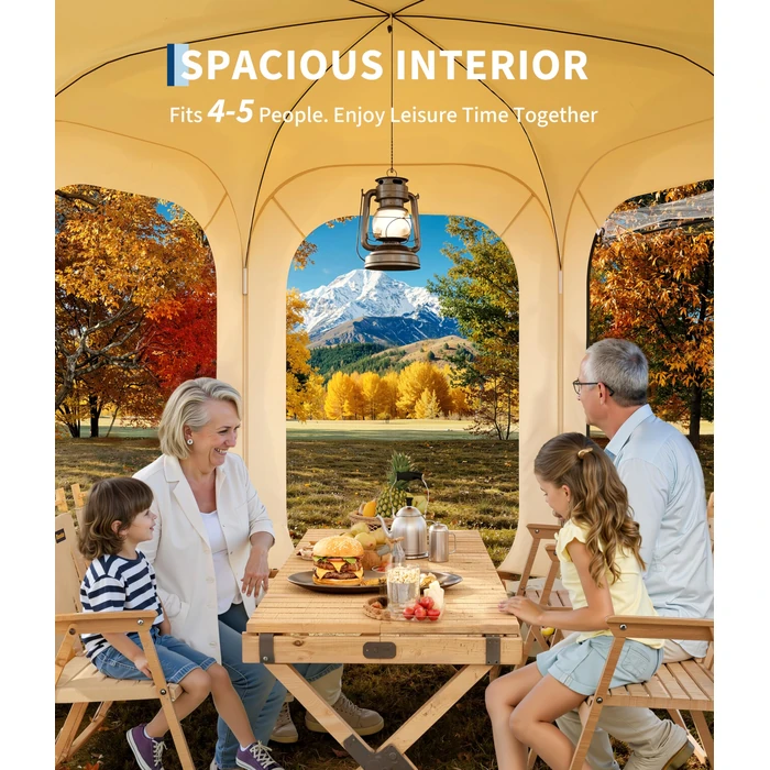 Garvee 10x10 Ft Outdoor All Weather Pop Up Tent, 6-8 Person Instant Tent Shelter, Rainproof Camping Sun Shelter Coldproof & Windproof for Patio, Backyard, Deck, Sports Events, Beige by Garvee - Image 3