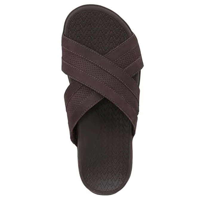Vionic Men's Tide Slide Sandal, Chocolate Brown Leather, 10 by Vionic - Image 5