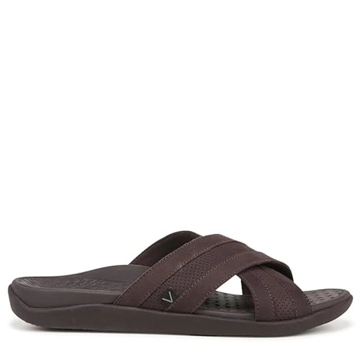 Vionic Men's Tide Slide Sandal, Chocolate Brown Leather, 10 by Vionic - Image 6