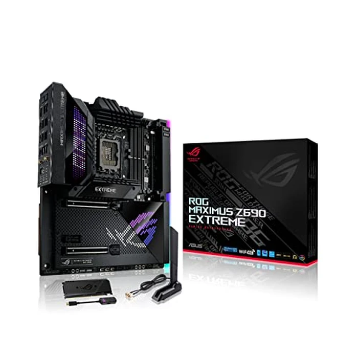 ASUS ROG Maximus Z690 Extreme(WiFi 6E)LGA 1700(Intel 12th Gen)EATX gaming motherboard(PCIe5.0,DDR5,24+1 power stages,5x M.2,PCIe 5.0 M.2,10Gb&2.5GbLAN,2xThunderbolt 4,PCIe 5.0 Hyper M.2 card bundled) by Asus - Used - Like New condition - CA$648.95