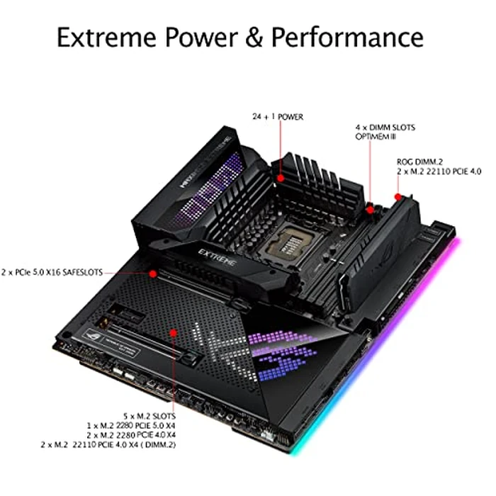 ASUS ROG Maximus Z690 Extreme(WiFi 6E)LGA 1700(Intel 12th Gen)EATX gaming motherboard(PCIe5.0,DDR5,24+1 power stages,5x M.2,PCIe 5.0 M.2,10Gb&2.5GbLAN,2xThunderbolt 4,PCIe 5.0 Hyper M.2 card bundled) by Asus - Image 5