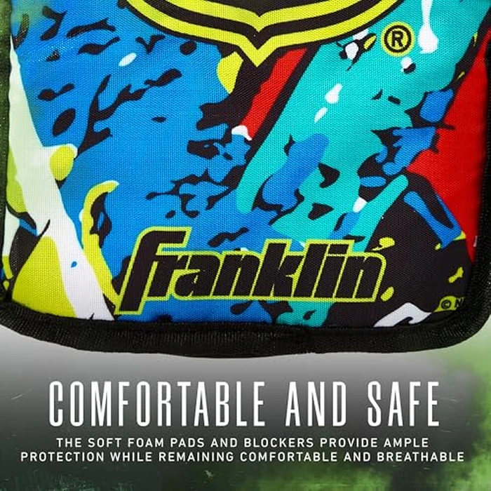 Franklin Sports NHL Youth Knee Hockey Goalie Pads + Helmet Set - Kids Knee + Mini Hockey Goalie Gear + Equipment - (2) Leg Pads, Catch Glove, Blocker + Mask Included - Graffiti by Franklin Sports - Image 4