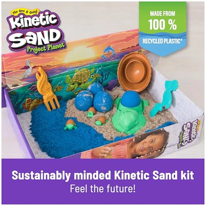 Kinetic Sand, Project Planet Turtle Beach with 14oz Play Sand, Tools & Molds, Sustainably Minded Eco Friendly Materials, Sensory Toys for Kids by Kinetic Sand - Image 4