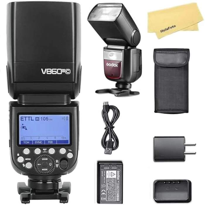 Godox V860III-C Camera Flash for Canon Camera Flash Speedlite Speedlight Light,2.4G HSS 1/8000s,480 Full-Power Flashes,7.2V/2600mAh Li-ion Battery,0.01-1.5s Recycle Time,10 Levels LED Modeling Lamp by GODOX - Image 1