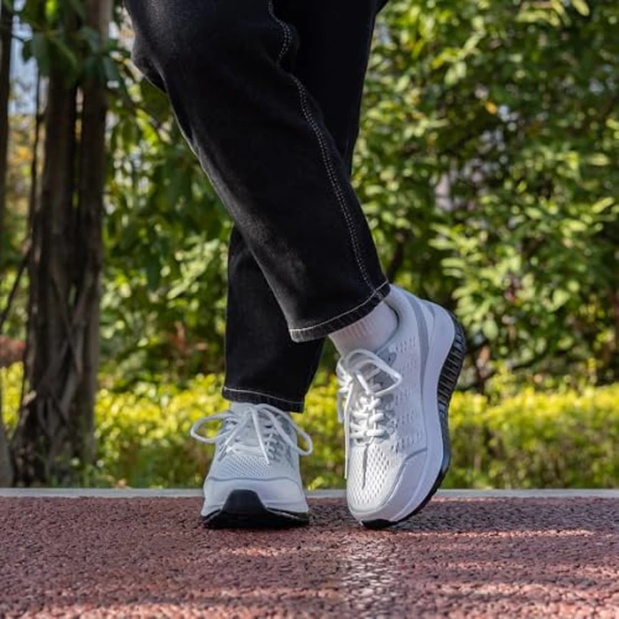 N BESUNEW Women's Wide Walking Shoes Orthotic Arch Support Plantar Fasciitis Sneakers | Wide Toe Box, Non-Slip, Breathable | Pain Relief for Flat Feet, Bunions & Standing All Day WhiteGrey Size 9 by N BESUNEW - Image 2