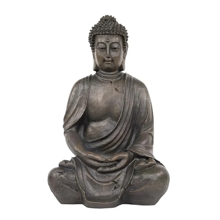 Alpine Corporation 15" Tall Indoor/Outdoor Meditating Buddha Statue, Tabletop Garden Decor, Bronze by Alpine Corporation - Used - Like New condition