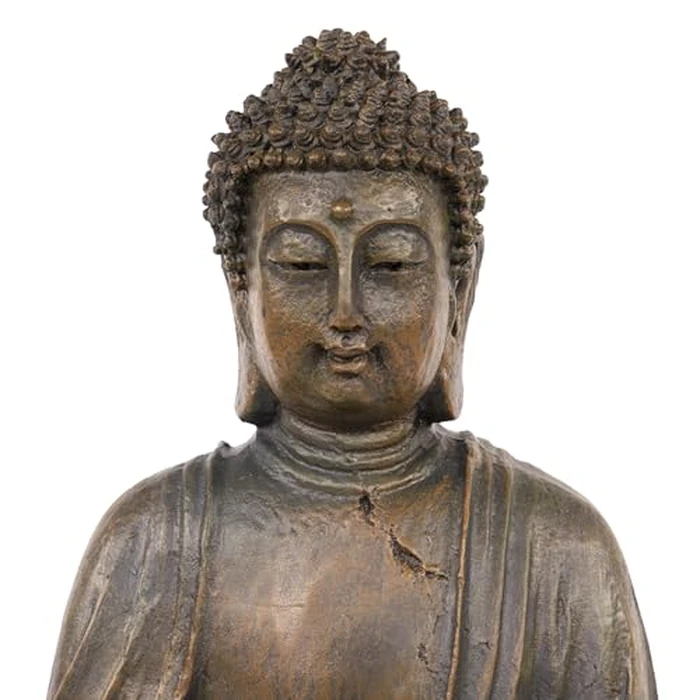 Alpine Corporation 15" Tall Indoor/Outdoor Meditating Buddha Statue, Tabletop Garden Decor, Bronze by Alpine Corporation - Image 8