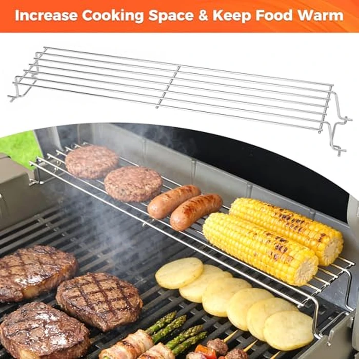 QuliMetal Stainless Steel Warming Rack for Weber Spirit 300, Grill Parts for Weber Spirit 2 300 Series Grills with Front Control Knobs, 7641 Upper Rack for Weber Genesis Silver Gold B/C Grills by QuliMetal - Image 5