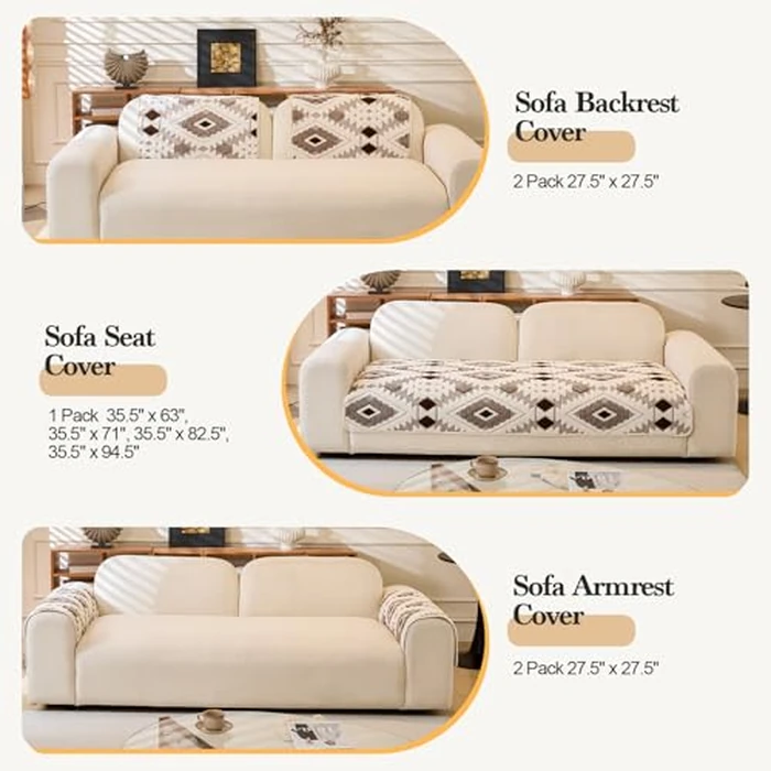 WEYOND Pet-Friendly Couch Covers for Sofa, Soft Plush Washable Sofa Covers for Dogs, Non-Slip Furniture Protector (Seat Cover, Coffee, 35.5" x 82.5") by WEYOND - Image 3