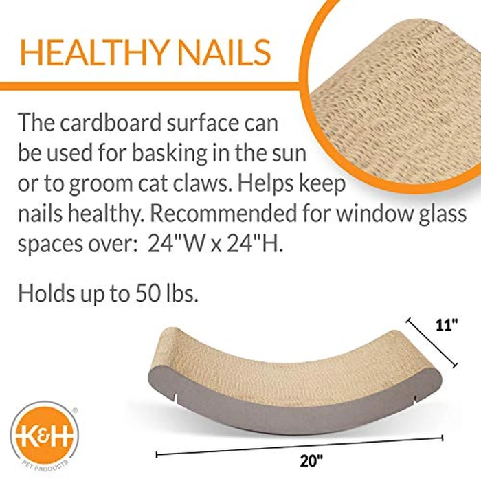 K&H Pet Products EZ Mount Cat Window Perch Kitty Sill Scratcher Cradle, Sturdy Window Perch for Large Cats, Steel Frame Scratcher Hammock with Strong Suction Cups for Glass - 20 X 11in Cardboard by K&H - Image 2